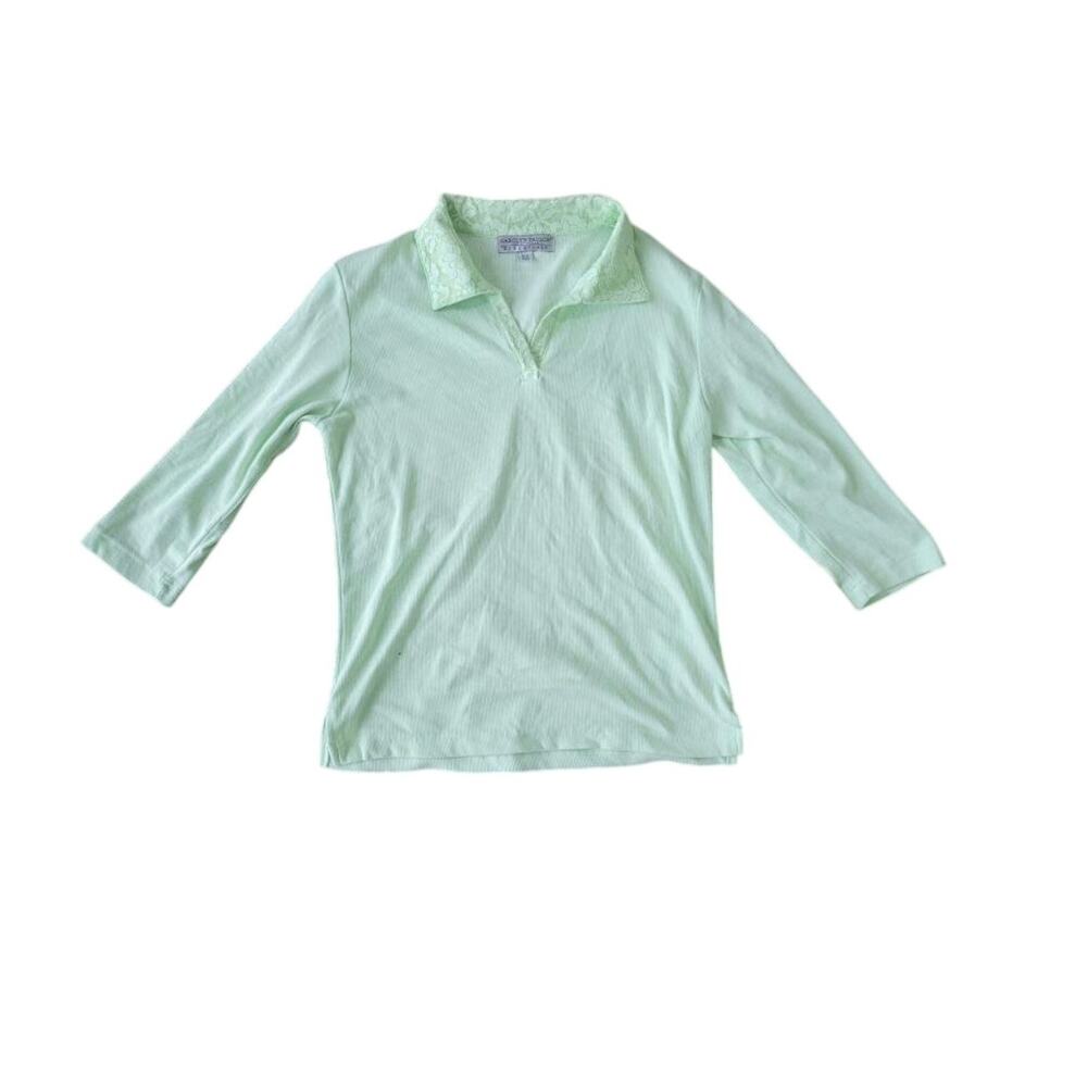 Carolyn Taylor Womens size M Blouse m lace Collared Lightweight